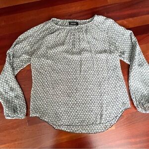 Isabel Marant Silk Blouse Lattice Pattern Green and Black Sz40